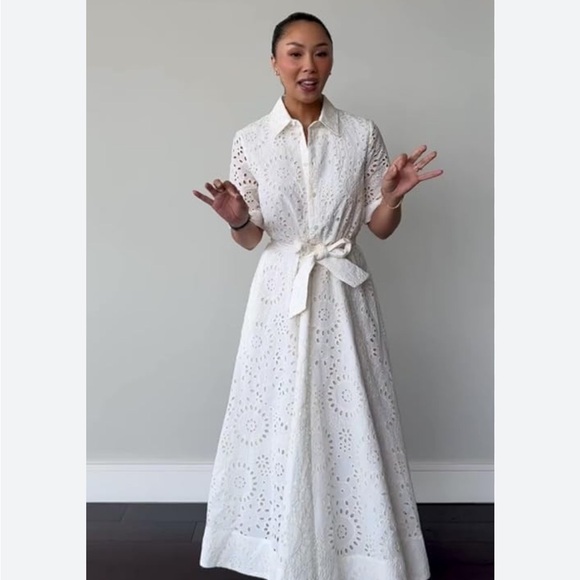 Zara Dresses & Skirts - Zara NWT ZW Collection white embroidered belted midi dress short sleeve 8223/087